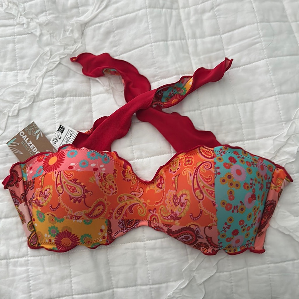 Nwt Calzedonia Bikini Top, Patchwork Pattern